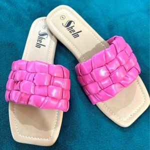 Hot Pink Woven Slide Sandals Size 9